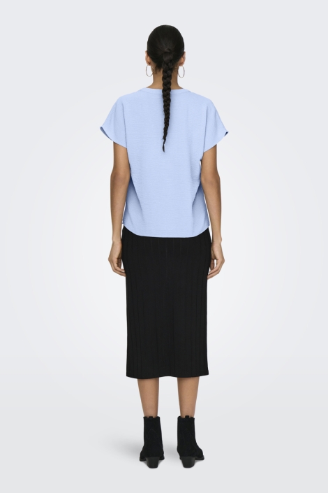 Jacqueline de Yong blauwe dames t-shirt | Model achteraanzicht