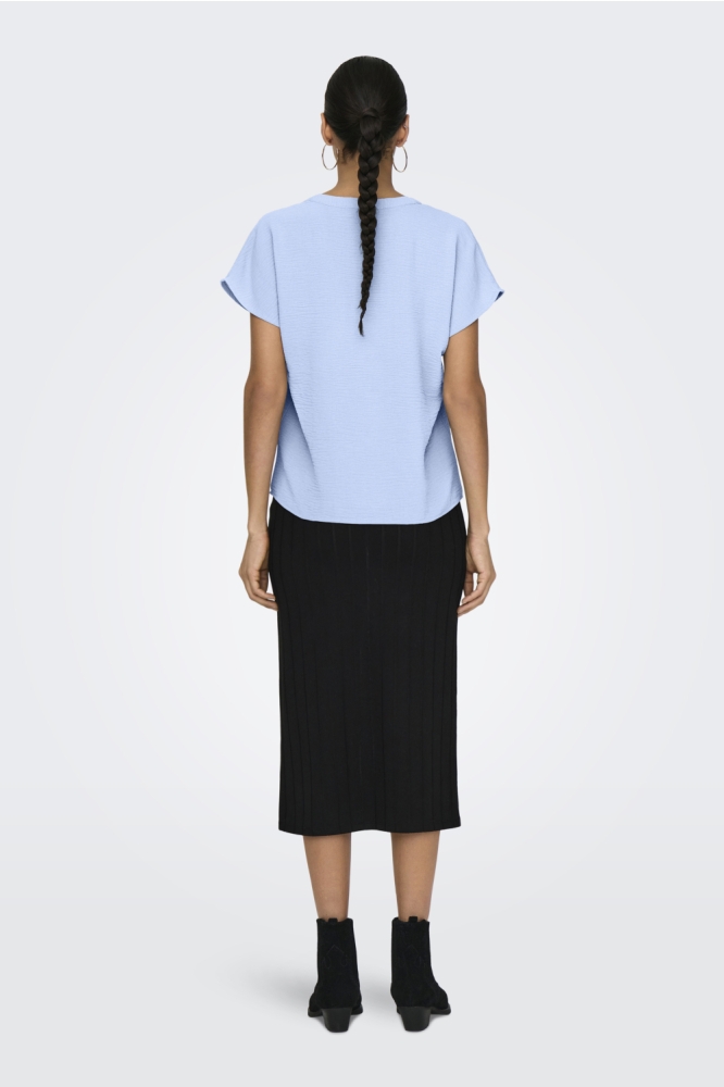 Jacqueline de Yong blauwe dames t-shirt | Model achteraanzicht