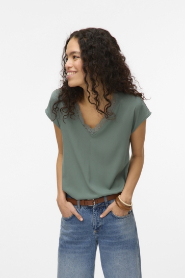 Vero Moda vmbella sl lace top wvn noos Groen