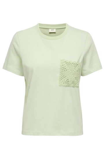 Jacqueline de Yong T-shirt JDYSELMA S/S CROCHET POCKET TOP JRS 15322073 sea foam