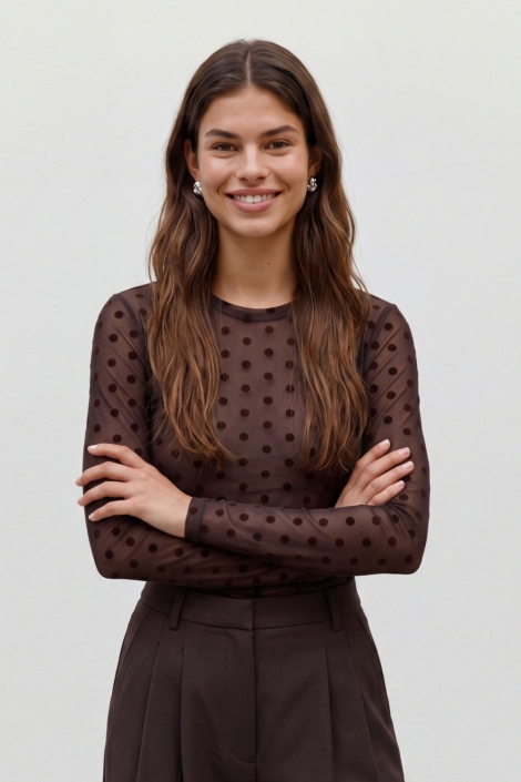 Vero Moda bruine dames top | Model vooraanzicht