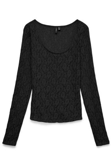 Vero Moda vmflora ls 2-way lace top jrs noos Zwart