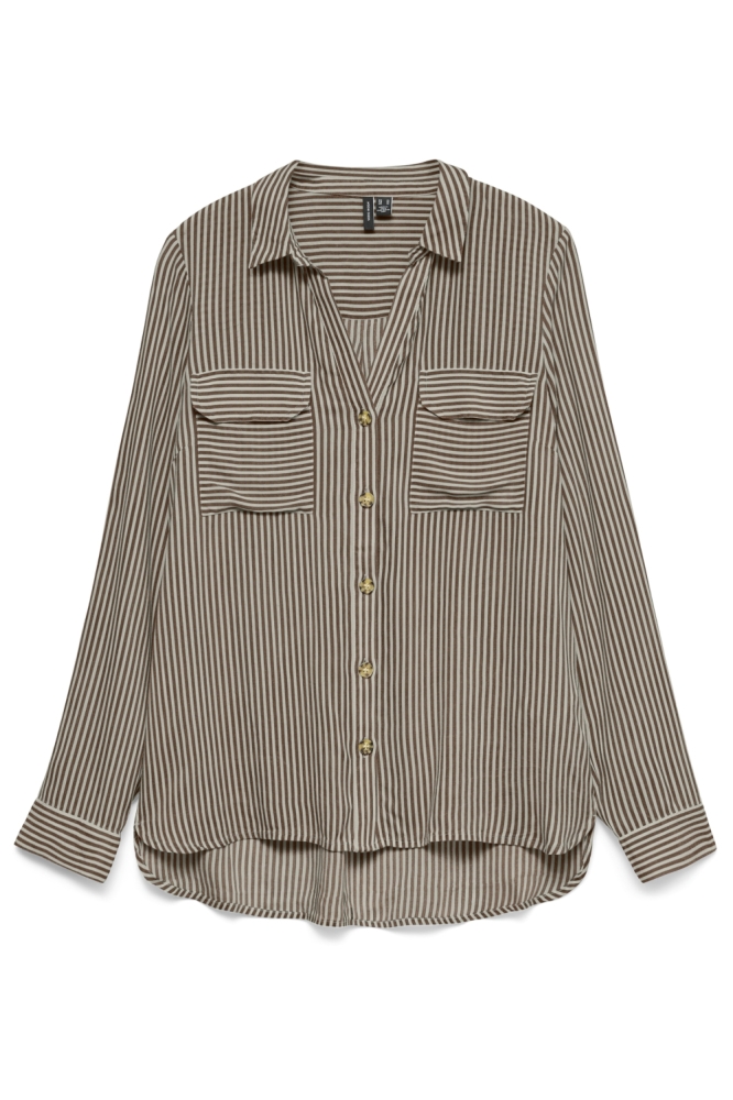 Vero Moda bruine dames blouse | Model vooraanzicht