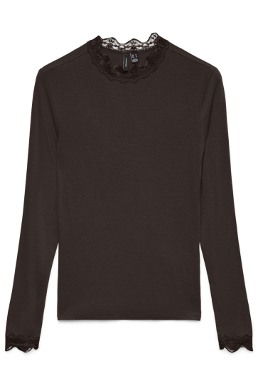 Vero Moda Top VMROSA LS HIGHNECK TOP GA JRS NOOS 10295141 Chocolate Torte