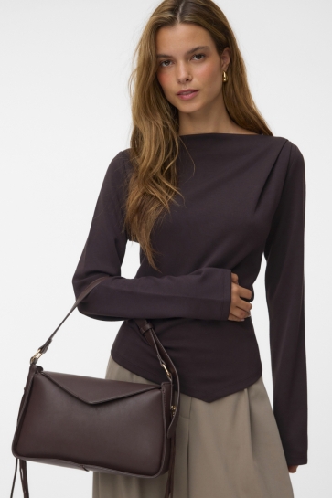 Vero Moda Top VMMILLE LS BOATNECK SHORT TOP JRS N 10348523 CHOCOLATE TORTE