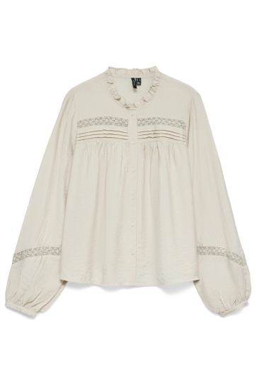 Vero Moda Blouse VMCASEY LS LACE SHIRT WVN NOOS 10351387 PUMICE STONE