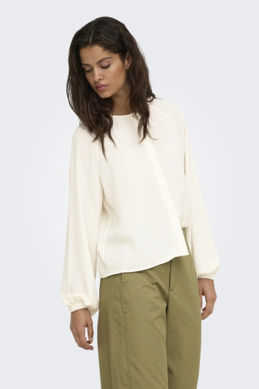 Jacqueline de Yong Blouse JDYDIVYA LIFE L/S O-NECK SHIRT WVN 15385404 CLOUD DANCER
