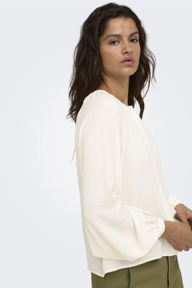 Jacqueline de Yong beige dames blouse | Model zijaanzicht