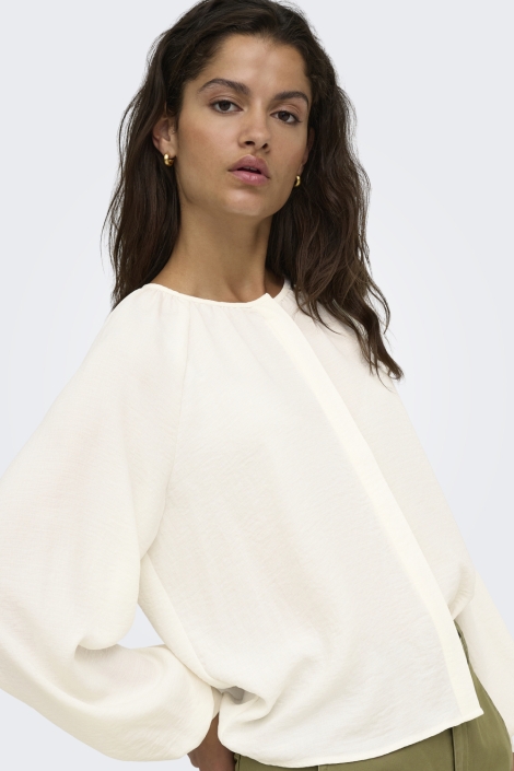 Jacqueline de Yong beige dames blouse | Model vooraanzicht