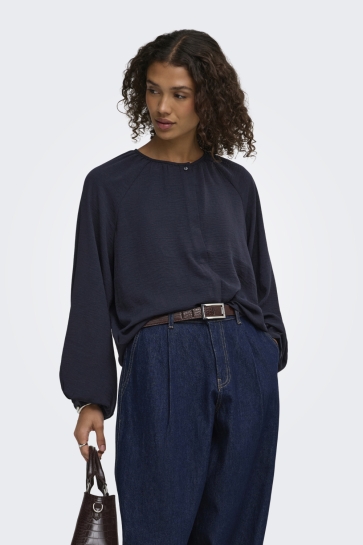 Jacqueline de Yong Blouse JDYDIVYA LIFE L/S O-NECK SHIRT WVN 15385404 NIGHT SKY