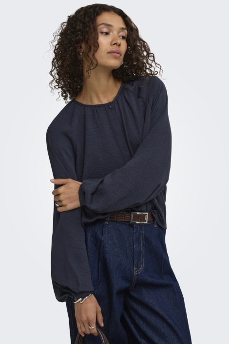 Jacqueline de Yong blauwe dames blouse | Model vooraanzicht