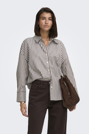 Jacqueline de Yong Blouse JDYVESPER L/S LOOSE SHIRT WVN NOOS 15338857 CLOUD DANCER/ COFFEE BEA