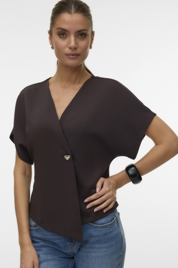 Vero Moda vmsmilla sonja ss v-neck top exp Bruin