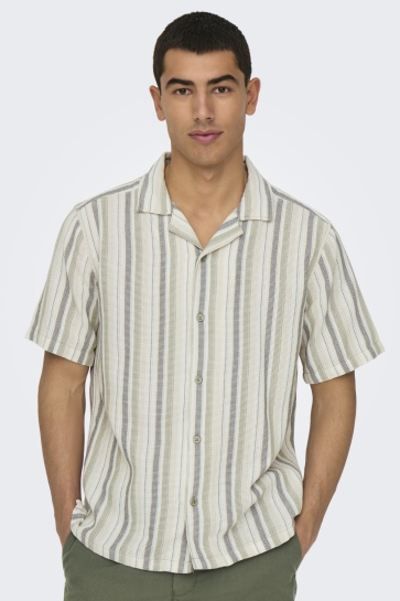 Only & Sons ONSTREV LIFE REG STRIPE SS SHIRT NO 22025659 SEAGRASS MULTI STRIPE