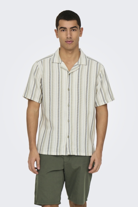 Only & Sons groene heren overhemd | Model vooraanzicht