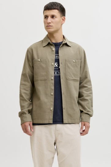 Jack & Jones jprblurayle linen bl. solid ls shir Groen