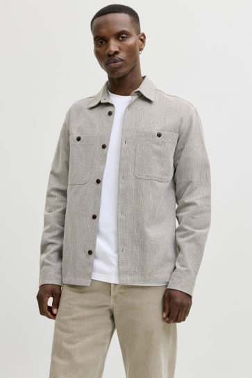 Jack & Jones jprblurayle linen bl. solid ls shir Beige