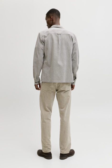 Jack & Jones beige heren overhemd | Model achteraanzicht