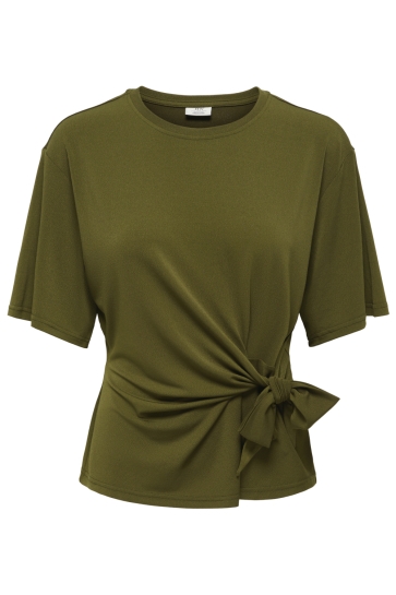 Jacqueline de Yong T-shirt JDYDEA LIFE 2/4 KNOT TOP JRS 15379833 DARK OLIVE