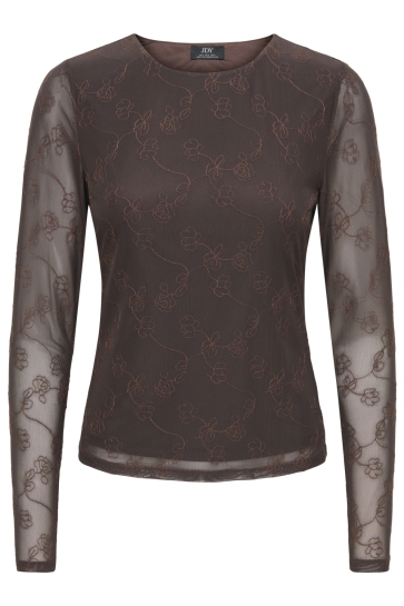 Jacqueline de Yong jdylemon l/s emb o-neck top jrs Bruin