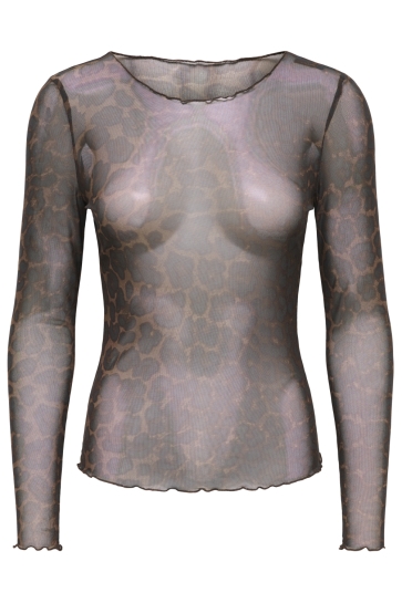 Jacqueline de Yong Top JDYELSA NEW LIFE L/S O NECK TOP JRS 15356004 COFFEE BEAN/LEO