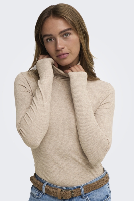 Jacqueline de Yong beige dames top | Model vooraanzicht