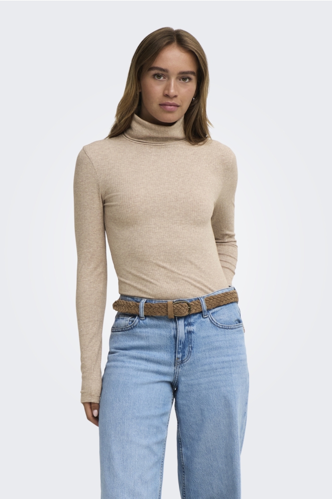 Jacqueline de Yong beige dames top | Model vooraanzicht
