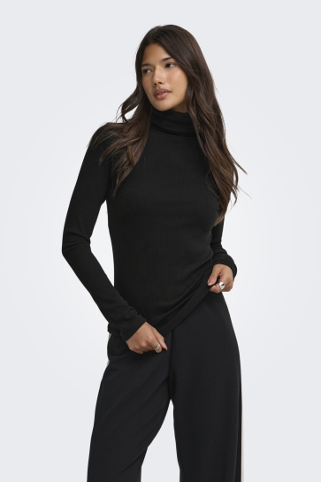 Jacqueline de Yong jdyreno ls highneck top jrs dia Zwart