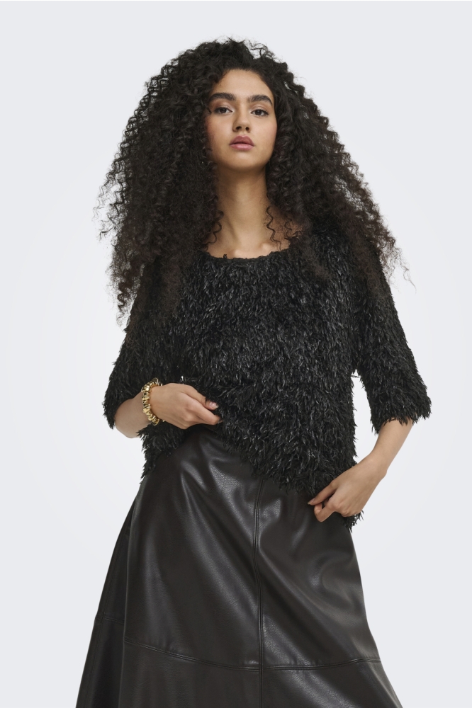 Jacqueline de Yong zwarte dames t-shirt | Model vooraanzicht