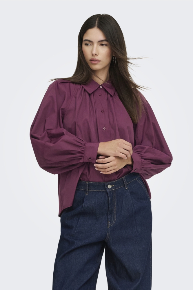 Only bordeaux dames blouse | Model vooraanzicht
