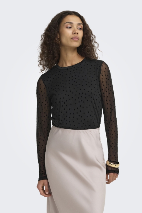 Only zwarte dames top | Model vooraanzicht