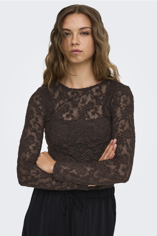 Only bruine dames top | Model vooraanzicht