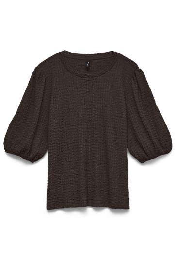 Vero Moda T-shirt VMNORAH 2/4 O NECK TOP EXP 10352431 CHOCOLATE TORTE