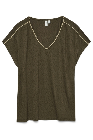 Vero Moda vmjackie s/l v-neck top jrs btq Groen