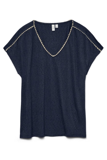 Vero Moda vmjackie s/l v-neck top jrs btq Blauw