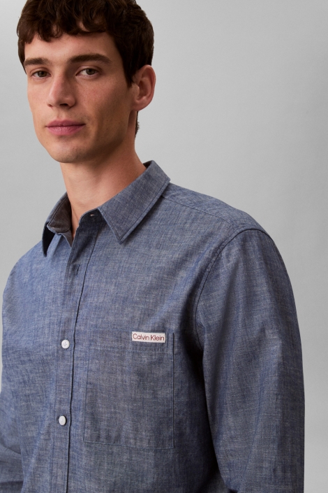 Calvin Klein blauwe heren overhemd | Close up