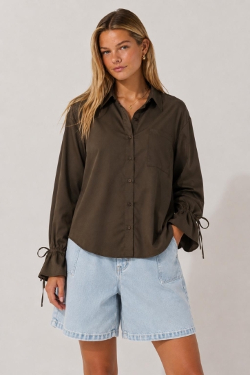 Noisy may Blouse NMFJOLA L/S SHIRT 27038350 Chocolate Brown