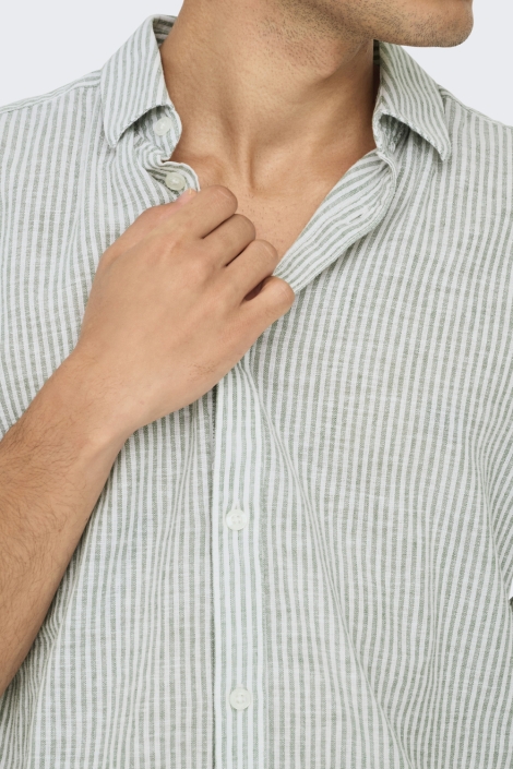 Only & Sons groene heren overhemd | Close up