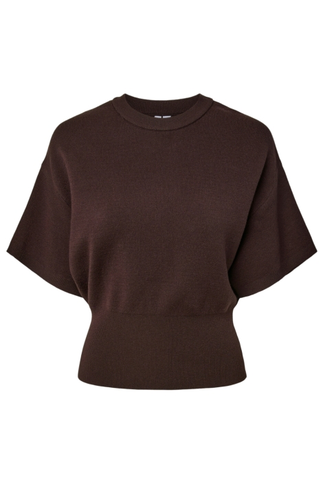 Pieces bruine dames t-shirt | Vooraanzicht