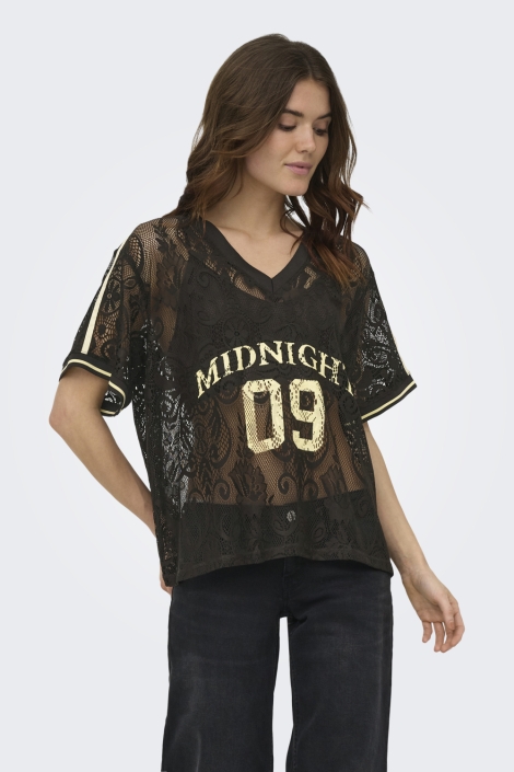 Only bruine dames t-shirt | Model vooraanzicht