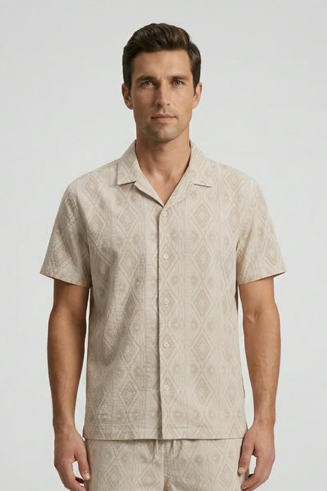 Cars zand heren overhemd | Model vooraanzicht