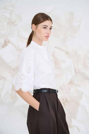 Only Blouse ONLMEADOW SS EMB SLEEVE SHIRT WVN E 15383832 CLOUD DANCER