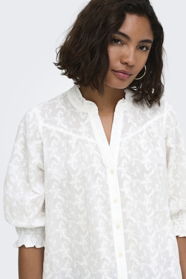 Only Blouse ONLRAYA 3/4 EMBROIDERY SHIRT WVN 15383962 WHITE/EMB