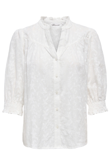Only Blouse ONLRAYA 3/4 EMBROIDERY SHIRT WVN 15383962 WHITE/EMB