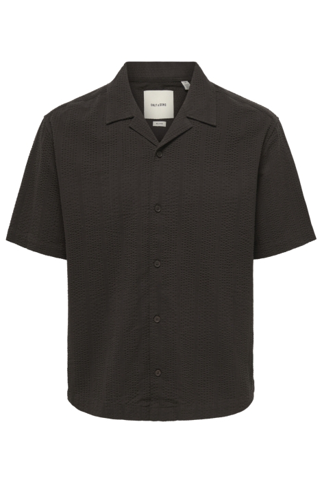 Only & Sons bruine heren overhemd | Vooraanzicht