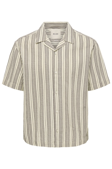 Only & Sons Overhemd ONSCRUZ RLX SEERSUCKER RESORT SS SH 22038003 ANTIQUE WHITE/BLACK COFFEE