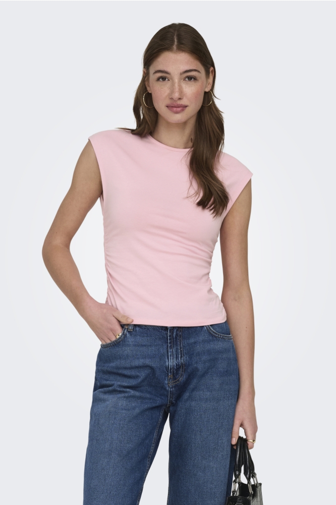 Only roze dames top | Model vooraanzicht