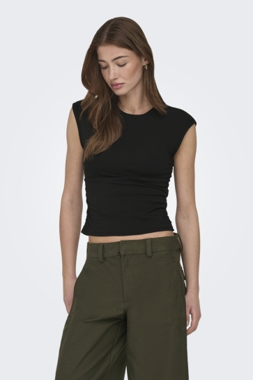 Only onlmira capsl ruching top jrs noos Zwart