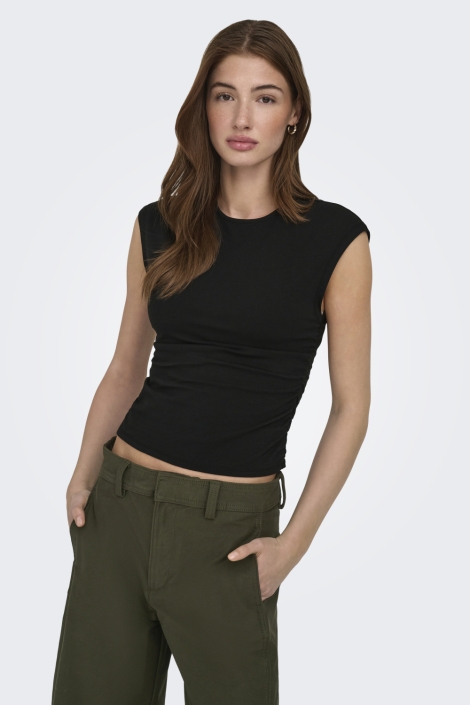 Only zwarte dames top | Model vooraanzicht