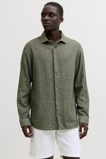 Jack & Jones jprblaparker linen blend l/s shirt Groen